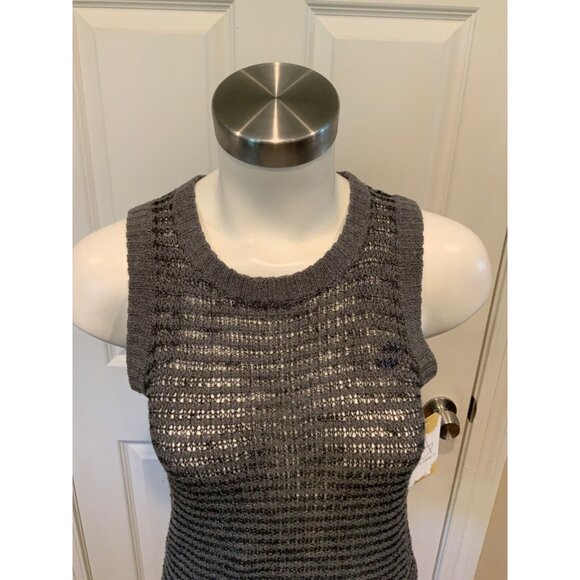 MM. LAFLEUR Gray Striped Loose Knit Tank Top, Size XS - Picture 2 of 7